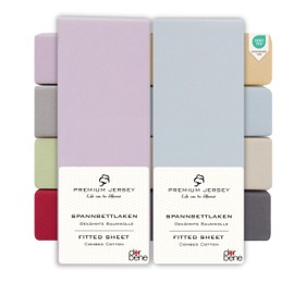 DarBene Children's Fitted Sheets 70 x 140 cm Premium Set of 2 Colourful Mix, 100% Premium Combed Jersey Cotton, Breathable, Super Soft Bed Sheet, Oeko-Tex, Light Blue & Light Lilac