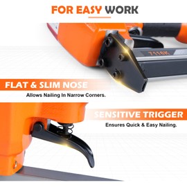 KAMSIN 7116K 22 Gauge 71 Series Pneumatic Upholstery Stapler, 3/8-inch(9.0mm) Crown Fine Wire Tool, 1/4-inch to 5/8-inch(6-16mm) Leg Length Air Upholstery Staple Gun for Furniture Upholstering