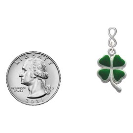 Delight Jewelry Silvertone Green Four Leaf Clover with Heart Leaves Silvertone Infinity Post Earrings
