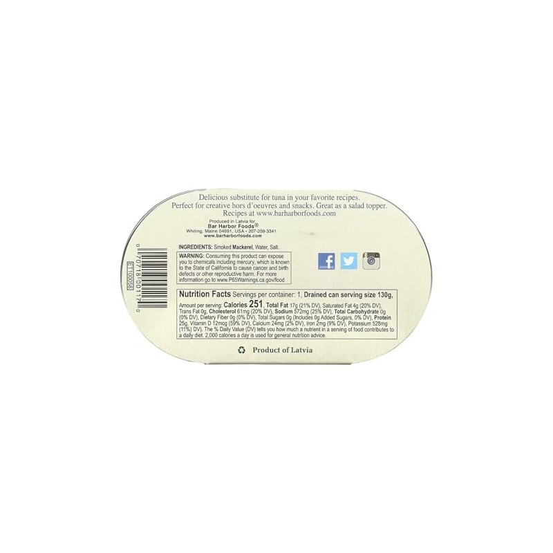 Bar Harbor - Mackerel Fillets Wild Smoked - Case of