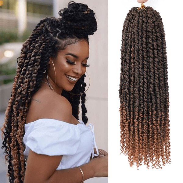 Passion Twist Hair - 8 Packs 18 Inch Passion Twist Crochet Hair For Women, Crochet Pretwisted Curly Hair Passion Twists Synthetic Braiding Hair Extensions (18 Inch 8 Packs, T30)