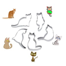 Kingsie クッキー型 猫 5個セット ステンレスクッキー抜型 クッキーカッター ベーキング ステンレス製 製菓グッズ