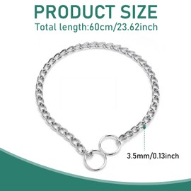 60cm Dog Chain Collars, Choke Chain for Dogs, Durable Thick Choke Collar Puppy Adjustable Chain Collar Silver Metal Necklace Anti Chew for Medium Large Pet Dog for Pet Walking Outdoor