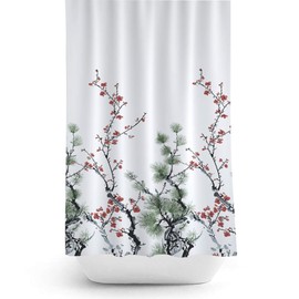 Tropik Home Colourful Extra Long and Wide Bathroom Fabric Shower Curtain with Floral Print, 240cm Wide x 200cm Drop