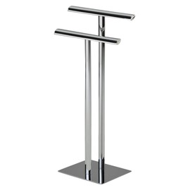 Kings Brand Furniture Essex Chrome Metal Standing Towel Rack - Elegant, Sturdy, Heavy Base, & Space Saver 2 Tier Freestanding Hand and Body Towel Racks for Bathroom and Outdoor Pool Rack Stand