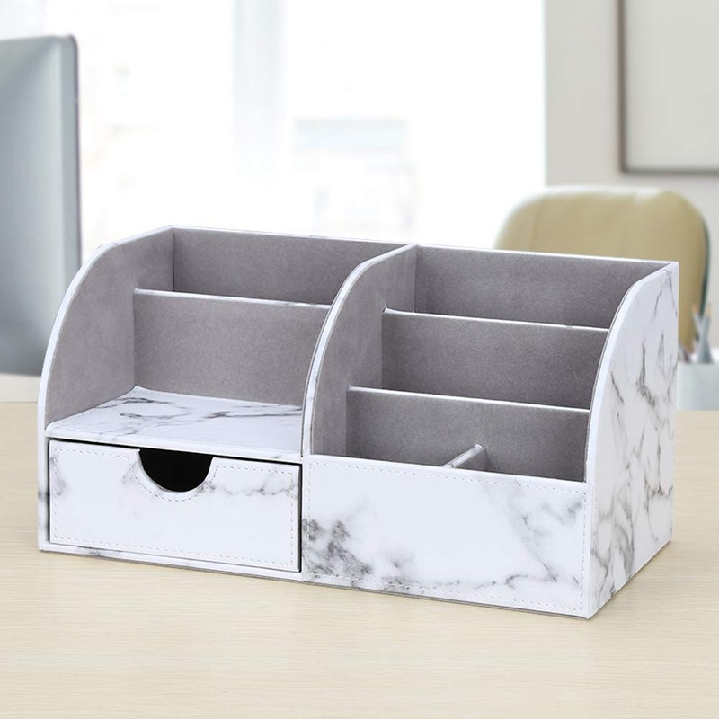 KINGFOM Pu Leather Desk Organizer Pen Pencil Holder Office Supplies