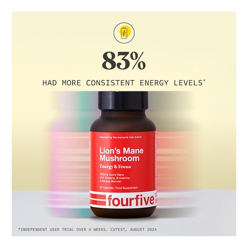 Fourfive Lions Mane Complex Energy & Focus 4000mg 60 Capsules