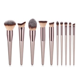 VOANZO Set of 10 beauty brushes with high-quality nylon wool, for all consistencies (powder, creams and liquids)