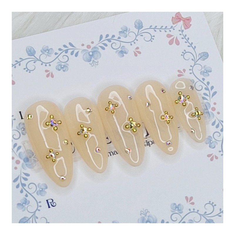 Ether Beige Handmade Nail Tips - Square S / 에테르