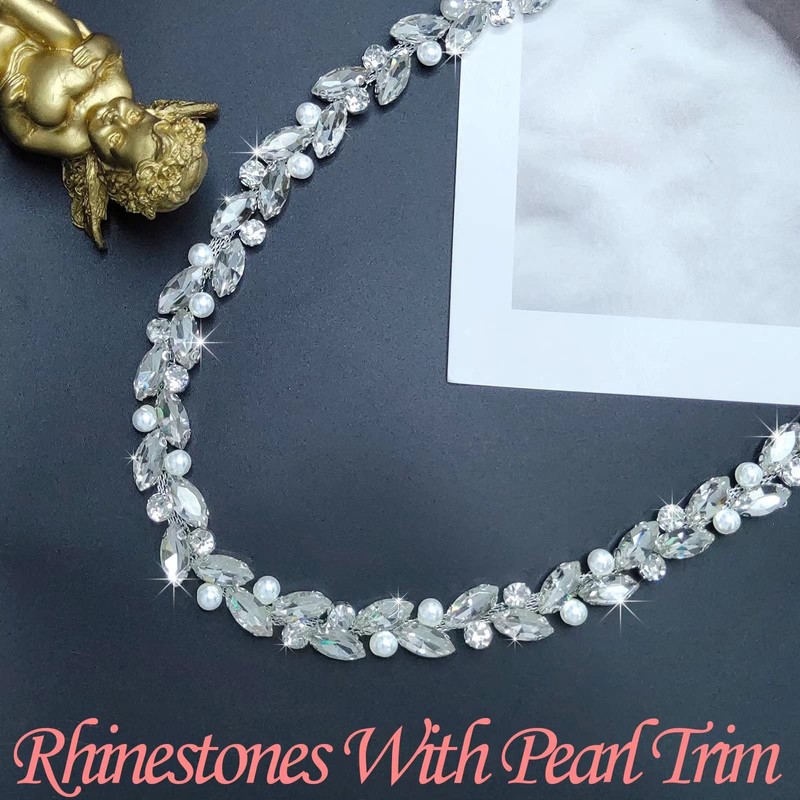 Yhsheen 2 Yards Rhinestone Trim Diamond Crystal Rhinestone Chain Sparkly