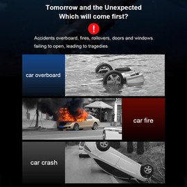 RPAEOY 2 Pack Car Safety Hammer Mini Emergency Escape Tool Window Breaker Seat Belt Cutter Spring Loaded Car Escape Tool Underwater Available, Black and red