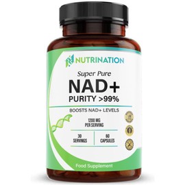 NAD Supplements UK 1200mg | Super Pure 99.5% Nicotinamide Adenine Dinucleotide | 60 High-Strength Capsules | NAD+ Supplement for Anti-Aging, Boost Energy Levels & Cellular Health | Vegan & Non-GMO