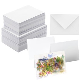 50 Pack Blank Watercolor Cards with Envelopes, 140lb Heavyweight 100% Cotton, 5x7 Inch Foldable for Painting or Card Making