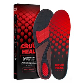Flex Fit Sport Insoles - Medium Arch Support Inserts - Running Insoles for Sneackers - Shoe Inserts for Men and Women (Red, XL)