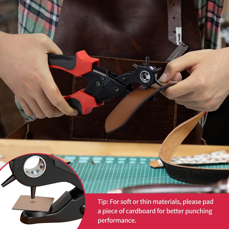 Revolving Punch Plier Kit, XOOL Leather Hole Punch Set for