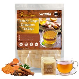 Turmeric Ginger Cinnamon Tea Bags Organic, 150 Teabags Premium Turmeric Ginger Herbal Tea, Te De Curcuma Jengibre Y Canela, 100% Natural Herbal Tea Bags For Men Women (1)