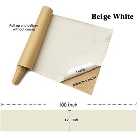 17 by 100 Inches Self-Adhesive Velvet Roll，Self-Adhesive Flocking for Jewelry Box,Drawer Lined Decoration (Beige White)