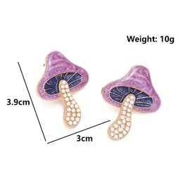 Pearl Mushroom Earrings, Mushroom Shape Dangle Earrings for Women, Bohemian Mushroom Vegetable Vacation Earrings, Cute Food Mushroom Statement Earrings Summer Boho Jewelry (Purple)