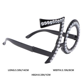 PRETYZOOM Birthday Number Glasses Crystal Frame Rhinestone Digital 70 Costume Sunglasses Novelty Glasses Photo Prop for 70th Birthday Wedding Party Decor