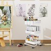 3 Tier Rolling Cart with Metal Handle, Table Top, Hanging