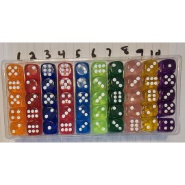 1 Set of 5 6 Sided Dice 10 Colors Light Orange Red Blue Green Pink Yellow Purple