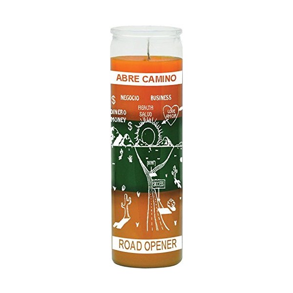 INDIO Products Road Opener Orange/Green/Gold Candle - Silkscreen 3 Color 7 Day (6PACK)