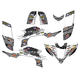 2003-2013 (Steel Frame Carb Model) YFZ 450 Merica Grey Senge Graphics Kit Compatible with Yamaha