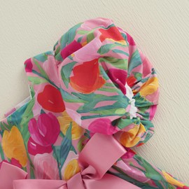 Summer Outfit Toddler Baby Girl Dress Tulip Bow Puff Short Sleeve Dresses Tunic Dress Summer Sundress Girls Casual Dress (Pink, 2-3 Years)