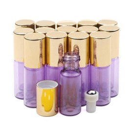 Kesell 5ml Essential Oil Roller Bottles Perfume Small Glass Bottles with Stainless Steel Roll Balls, 15 Pack Leakproof Roll On Bottle
