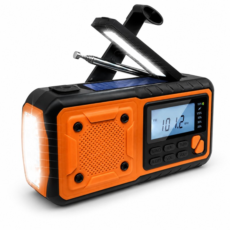 4000mAh Emergency Weather Radio with Hand Crank and Solar Charging