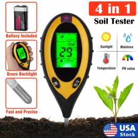 Battery Connection 4 In 1 LCD Digital Soil Tester PH Water Moisture Temperature Sunlight Plant Test