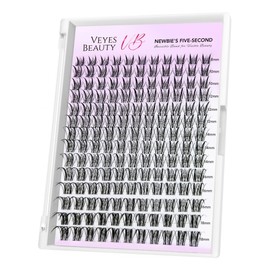 VEYESBEAUTY VEYESBEAUTY Lash Clusters Eyelash Extensions Thin & Invisible Band DIY Individual False Eyelashes Newbie's Five-Second Series Wispy Lash Tray for Self-application, Sylph Lashes 8-18mm Mixed Length