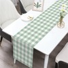 Sage Green Gingham Party Table Runner Green and White Checkered