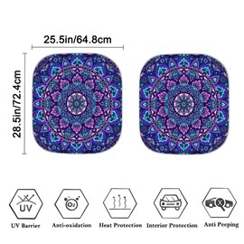 TSVAGA - Parasol universal para parabrisas delantero del coche, diseño de mandala de loto, bloquea los rayos UV, mantiene tu vehículo fresco y azul