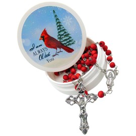 Westmon Works Cardinal Rosary Set with Rose Scented Wooden Beads and a Metal Cross in a Special Protective Case, Metal, No Gemstone