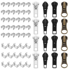 61 Pcs Zipper Fixer, Zippers Repair Kit, Universal #5 Zipper Replacement, Bulk Zippers Slider Replacement Set for Repairing Men's Women's Coats Jackets Luggage Tents Sleeping Bags