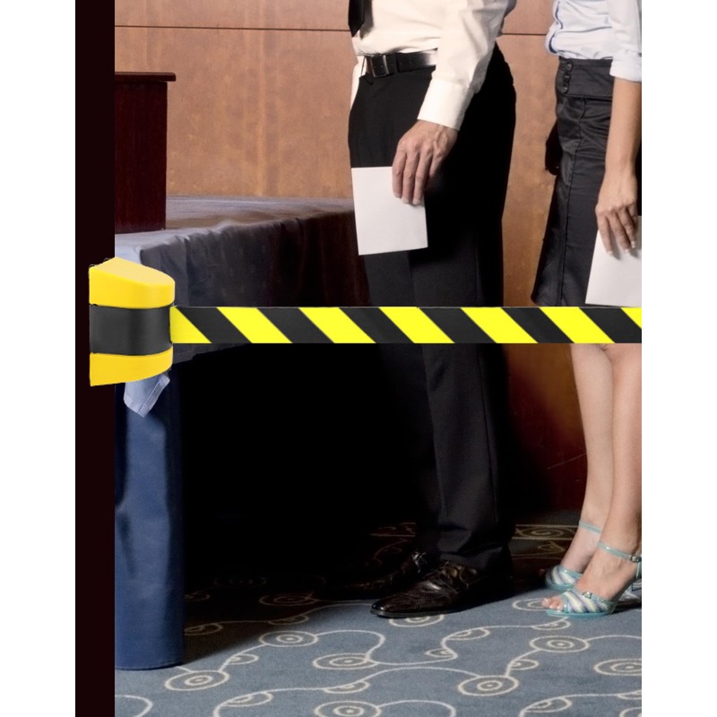 QWORK Magnetic Wall Mount Retractable Belt Barrier - Crowd Control