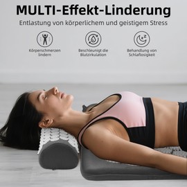 Acupressure Mat Set with Pillow for Neck and Back Pain - Magnetic Field Therapy Includes Carry Bag for Men and Women - Grey