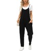 Fisoew Women's Summer Sleeveless Loose Casual V Neck Jumpsuits Spaghetti