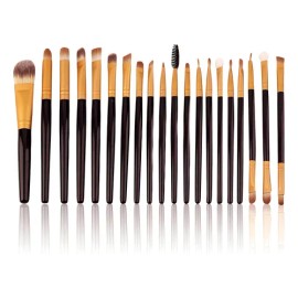 Kit Brochas Maquillaje Profesional 20 Unidades Cerdas Sinteticas Color Negro Ele-Gate