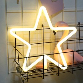 ENUOLI LED Neon Sign Star Neon Lights Warm White Neon Wall Light Battery or USB Operated Night Light LED Lights Wall Decoration for Girls Bedroom Living Room Christmas Party as Kids Gift …