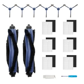 HIYOUNG Accessories for Eufy G50/G50 Hybrid/L60/L60 SES/L60 Hybrid/L60 Hybrid SES/L50/L50 SES with 2 Main Brushes, 6 Side Brushes, 6 Filters (with Sponge) Replacement Parts 14 Pieces