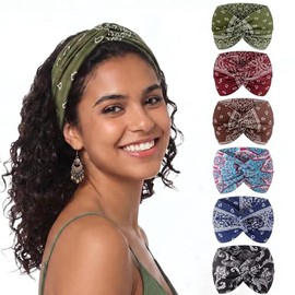 Women's Headband 23 x 15 cm Wide Elastic Headband Soft Sweatband Unisex for Yoga Fitness Jogging Workout Pack of 6