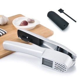 CMD Garlic Crusher Garlic Press Garlic Crusher Multi-function Garlic Slice Garlic Squeezer Chopper Manual Ginger Crusher with Brush and Garlic Peeler (A)
