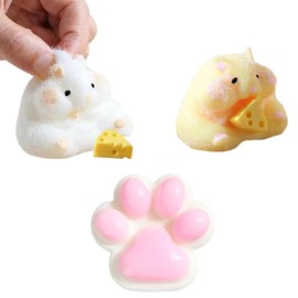 3 Pcs Taba Squishy, Hamster Toys, Stress Toy, Clever Design, Compact and Easy to Carry, Pinch Toy, Fidget Squeeze Toy, Suitable for Stress Relief Children and Adults Birthday Gifts