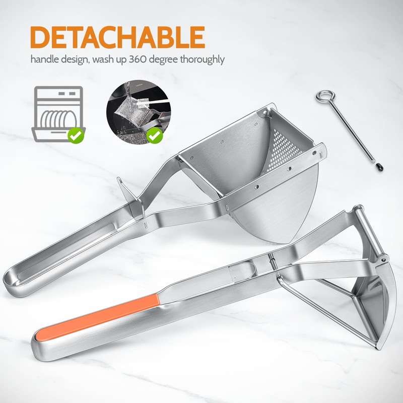 Potato Ricer, Stainless Steel Potato Masher for Commercial and Home