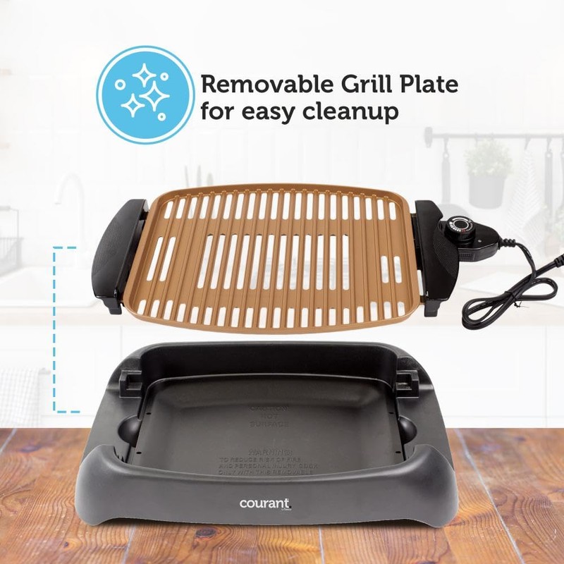 Courant smokeless indoor Electric grill, Copper Non-stick Coating Extra Large