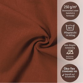 chambry Tablecloth 100% Linen Stonewashed - Handmade in Germany - Choice of Size and Colour - High-Quality and Sustainable Table Linen Made of Natural Material - Terra Cotta 110 cm x 140 cm