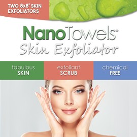 Nano Towels Skin Exfoliating Cleanser | Personal Microdermabrasion Face Wash, Pore Toner & Body Scrub Cloth | Chemical Free Dead Skin and Blackhead Remover. Korean Skin Care Secret | 2 Exfoliators