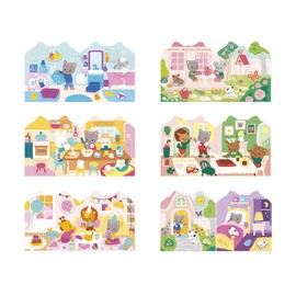 Janod - Sticker Book from 18 Months - Theme The House - 12 Pages to Design - 8 Pages of Stickers - Creative Leisure Activities for Children